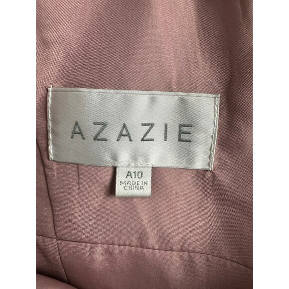 Azazie Size 10 A10 Dusty Rose Bianca A-Line Pleated Chiffon Gown Bridesmaid - Picture 13 of 14